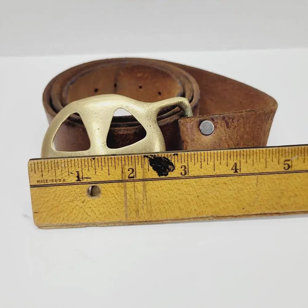 Rare VTG Belt & Buckle Duncan Laurie Solid Brass Leather Collectible Cross 1970